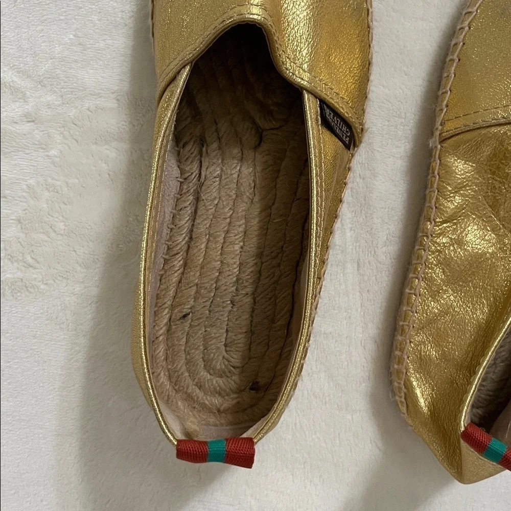 Penelope Chilvers Gold Espadrille Slip-Ons